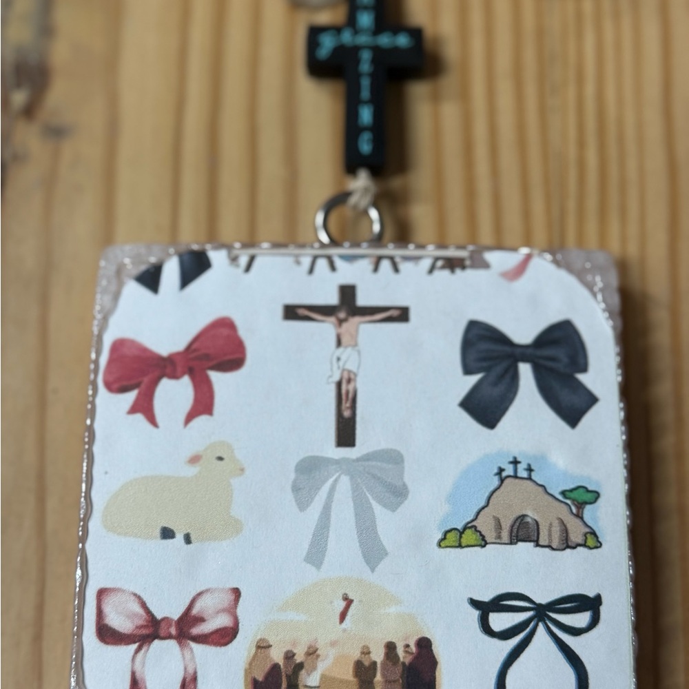Religious Themed Car Freshie with Bows( Trophy Wife)